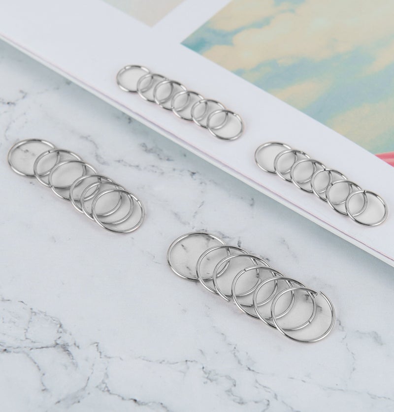 Masedy 24Pcs 20G 316L Stainless Steel Nose Rings Hoop Tragus Cartilage Helix Piercing Lip Septum Ring Silver Bendable - Image 5